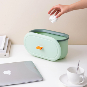 Plastic Small Hanging Kitchen Trash Can with Lid Mini Garbage Bin for Kitchen Bathroom