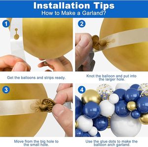 Feliz cumpleaños decoración fiesta suministros Deco globo Retro tinta azul cromo oro tema globo arco guirnalda Kit Set - Product Image 3