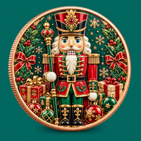Pièce de monnaie commémorative de Noël personnalisée en cuivre pur 999 de 1 oz, avec boîte cadeau, impression UV en relief 3D, objet de collection, souvenir