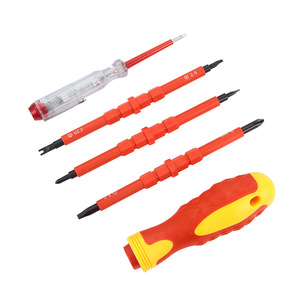 Multi Bit <b>Screwdriver</b> Set Flat Head Insulated Industrial Grade Plastic Handle Anti Slip Texture Rust Prevention Treatment - Product Image 4