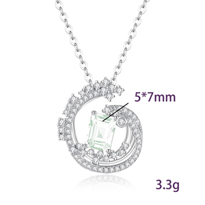 Collier Vague Océanique en Argent Sterling 925 Plaqué Or Blanc avec Cristal et Pierre Naturelle Taille Émeraude 5*7mm pour Femme - Vente en Gros (9 pièces) - Product Image 6