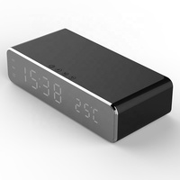 Réveil Électrique LED avec Chargeur Sans Fil pour Téléphone Portable, Horloge Miroir HD avec Mémoire de Heure, Thermomètre Numérique, Réveil