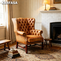 Vintage-Stil Gepolsterter Sessel Moderner Komfortabler Loungesessel für Wohnzimmer Hotelprojekte Großhandel OEM
