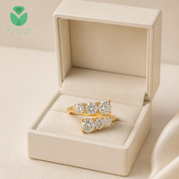 Ensemble de bagues pour femmes Betterstar certifiées IGI, deux rangées, 3 pierres, diamants de laboratoire, 6 griffes, or jaune 14K 18K, D VVS CVD HPHT, sur mesure