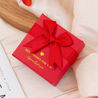Boîte à collier en carton écologique A1 avec nœud rouge, emballage de luxe pour grand collier, boîte cadeau pour bijoux disponible