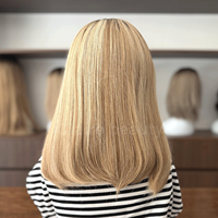 Perruque médicale juive Sheitel en cheveux humains vierges européens blonds balayage, avec dessus en soie, lisse, casher, pour femmes, vente en gros