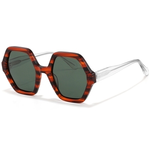 Gafas de Sol Geométricas con Montura de Caparazón de Tortuga, Lentes Verdes, Protección UV400, Estilo Moderno Unisex para Adultos - Product Image 6