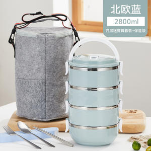 Boîte à lunch en acier inoxydable multi-couches, isotherme, anti-fuite, portable, pour adultes et enfants - Product Image 4