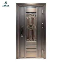 Porte d'entrée de porte d'entrée de sécurité moderne personnalisée pour les villas et les appartements Porte antivol en aluminium coulé magnifiquement sculptée