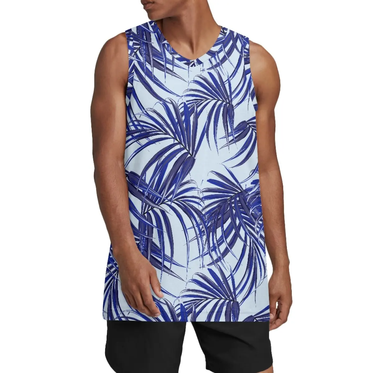 Groothandel Mannen Basketbal Jersey Shirts Tops Hawaiiaanse Stijl Hibiscus Palmblad En Kokospalm Dropship Basketbal Truien