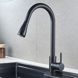 <span class=keywords><strong>Robinet</strong></span> mitigeur de cuisine à trou unique, de couleur noire, avec bec unique, pour l'évier - Product Image 1