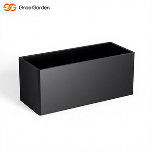 Gnee GN-PR-1016-RTS 133 L Black Galvanized Steel Modern American Style <b>Square</b> Planter Garden Flower <b>Pot</b> Custom Size Outdoor - Product Image 1