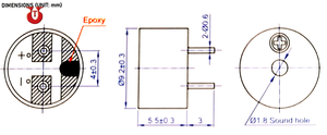 Zumbador y transductor magnético de 9mm, rango amplio de temperatura de operación, venta de fábrica - Product Image 2