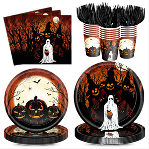 Halloween Themafeest Decoratie Papieren Bord Feest Decoratief Servies Festival Tafelkleed Vlag Thuis Feestartikelen - Product Image 4