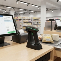 Lecteur de codes QR 2D sans fil avec technologie d'imagerie CMOS, interface ABS COM, haute efficacité, noir, garantie 1 an