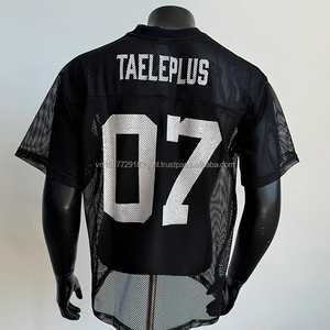 Camiseta Blanca de Malla con Estampado y Aberturas, Manga Corta, Estilo Jersey de Alta Gama para Hombre, Transpirable, de Secado Rápido, Estilo Hiphop, Sensación Fresca - Product Image 4