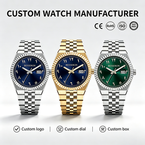Montres arabes à cadran noir pour hommes, montre de luxe étanche, fabricant de montres, logo personnalisé, 40 mm, entièrement en acier inoxydable, montre-bracelet à quartz - Product Image 2