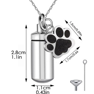 Gantungan Kunci Urn Kremasi Kucing Modern dari Baja Tahan Karat dengan Pesona Cakar-Mini Kapsul Abu Tahan Air Kedap Udara Kenang-kenangan Memorial Kustom - Product Image 4