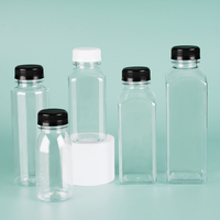 Bouteille de Jus en Plastique PET de 400ml 500ml, Jetable et Transparente, avec Couvercle Noir ou Blanc, Petite et Pratique, Idéale pour le Lait (Vente en Gros)