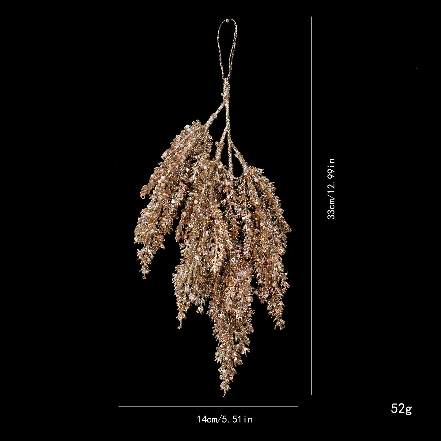 Feuille de cyprès à paillettes dorées champagne-a