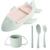 Assiette à dîner pour bébé, nouveau Design en forme d'avion, micro-ondes, Logo personnalisé en paille de blé, pour enfants, 2023