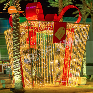 Noël RVB personnalisé LED 3d sculpture éclairage boîte-cadeau de Noël lumières à thème géant pour la décoration de centre commercial - Product Image 6