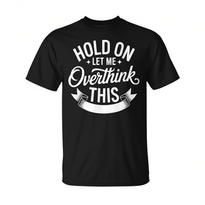 Camiseta con cita de Hold On Let Me Overthink This, color negro, unisex, talla para adultos - Product Image 2