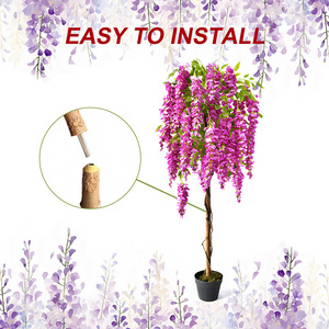 Maceta con Flores <span class=keywords><strong>de</strong></span> Glicinia Artificiales Decorativas, 150 cm <span class=keywords><strong>de</strong></span> Altura, Tronco <span class=keywords><strong>de</strong></span> Plástico, Ecológica, Duradera, Ideal para Bodas y <span class=keywords><strong>Navidad</strong></span> - Product Image 3