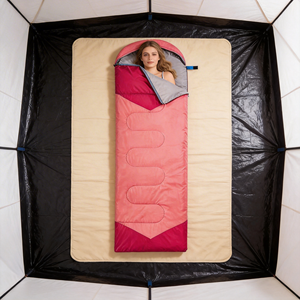 Saco de Dormir Geométrico con Bloques de Color, Forma de S, Acolchado, Cálido, Ligero y Portátil para Acampar, Hacer Senderismo y Excursionismo, Uso en Exteriores para 3 Estaciones - Product Image 3