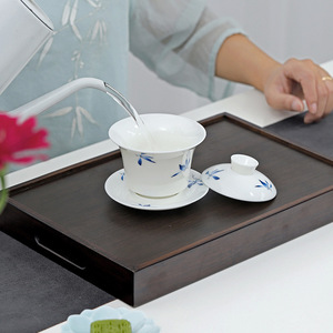 Ceramic Orchid Kung Fu <b>Tea</b> <b>Set</b> Gaiwan Porcelain With Lid Blue White Phalaenopsis 3 Piece Home <b>Tea</b> Ceremony - Product Image 2