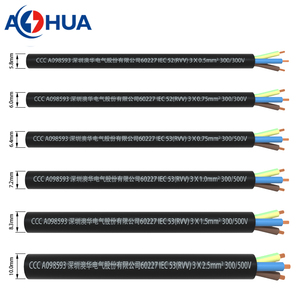 AOHUA CCC ПВХ <span class=keywords><strong>2</strong></span> <span class=keywords><strong>3</strong></span> 4 5 ядер Черный Белый 0,5 0,75 1,0 1,5 квадратных мм светодиодное освещение силовой кабель компоновка Соединительная электропроводка - Product Image 5