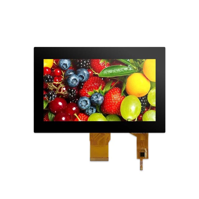 LCD Factory Wholesale Industrial Grade 7" Capacitive Touch Screen with 50-Pin FPC and Black Glass Cover