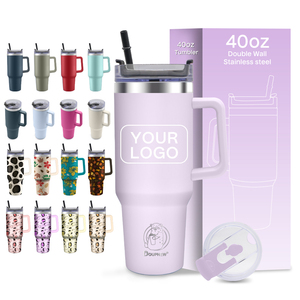 Wholesale Custom Eco-Friendly Modern Stainless Steel 40oz Vacuum Insulated Travel Coffee Tumblers Plastic <b>Straw</b> 6-12 Hours - Product Image 1