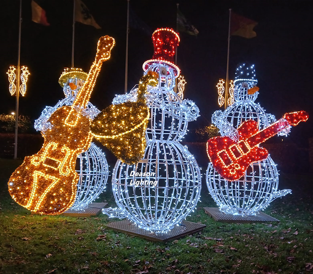 Park Square Shopping Mall Christmas Outdoor Decorations Led Lighted Music Snowman Band Sculpture