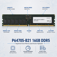 Mémoire RAM serveur P64705-B21 16 Go DDR5 5600 MHz ECC RDIMM Registered 1Rx8 Haute capacité pour centre de données, non privée, testée en usine, en stock