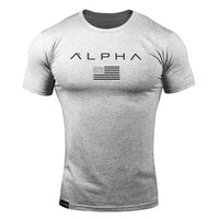 T-shirt de sport à col rond pour hommes Muscle Brothers, manches courtes, vêtements de fitness, course à pied, entraînement, Alpha manches courtes