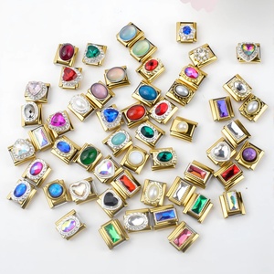 Nueva Serie de Pulseras Modulares de Cadena Estilo Italiano, Diseño con Gemas Doradas, Personalizables, de Acero Inoxidable Chapado en Oro, Unisex - Product Image 1