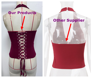 Top bustier corset à lacets de haute qualité pour femmes, sexy, gothique, rembourré, à fermeture éclair, col en V, <span class=keywords><strong>dos</strong></span> nu, pour sortir, style Y2K, crop top - Product Image 5