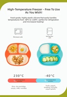 Produits pour bébés personnalisés, assiette carrée en silicone liquide bicolore, assiette à ventouse intégrée anti-chute pour les tout-petits, alimentation des nourrissons