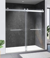8-10mm 60kg Porte coulissante double pour baignoire en verre Porte coulissante pour salle de bain Portes de poche coulissantes en verre
