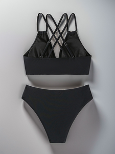 ชุดว่ายน้ำบิกินี่แบบแยกชิ้น คอวี สีพื้น เซ็กซี่ สไตล์ยุโรปและอเมริกา สำหรับผู้หญิง ปี 2026 - Product Image 5