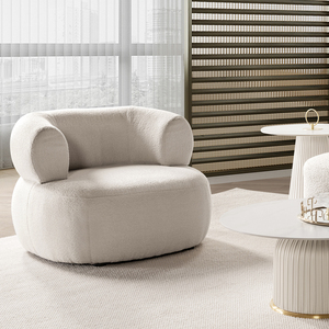 Canapé de salon moderne pour une place <span class=keywords><strong>Fauteuil</strong></span> de réception blanc en forme de U en tissu de laine d'agneau pour <span class=keywords><strong>sans</strong></span> pieds - Product Image 1