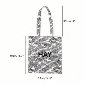 Customized Black & White Stripes Cotton Canvas <b>Tote</b> Bag Designer Work Beach Lunch Travel Grocery Shopping Bag - Product Image 4