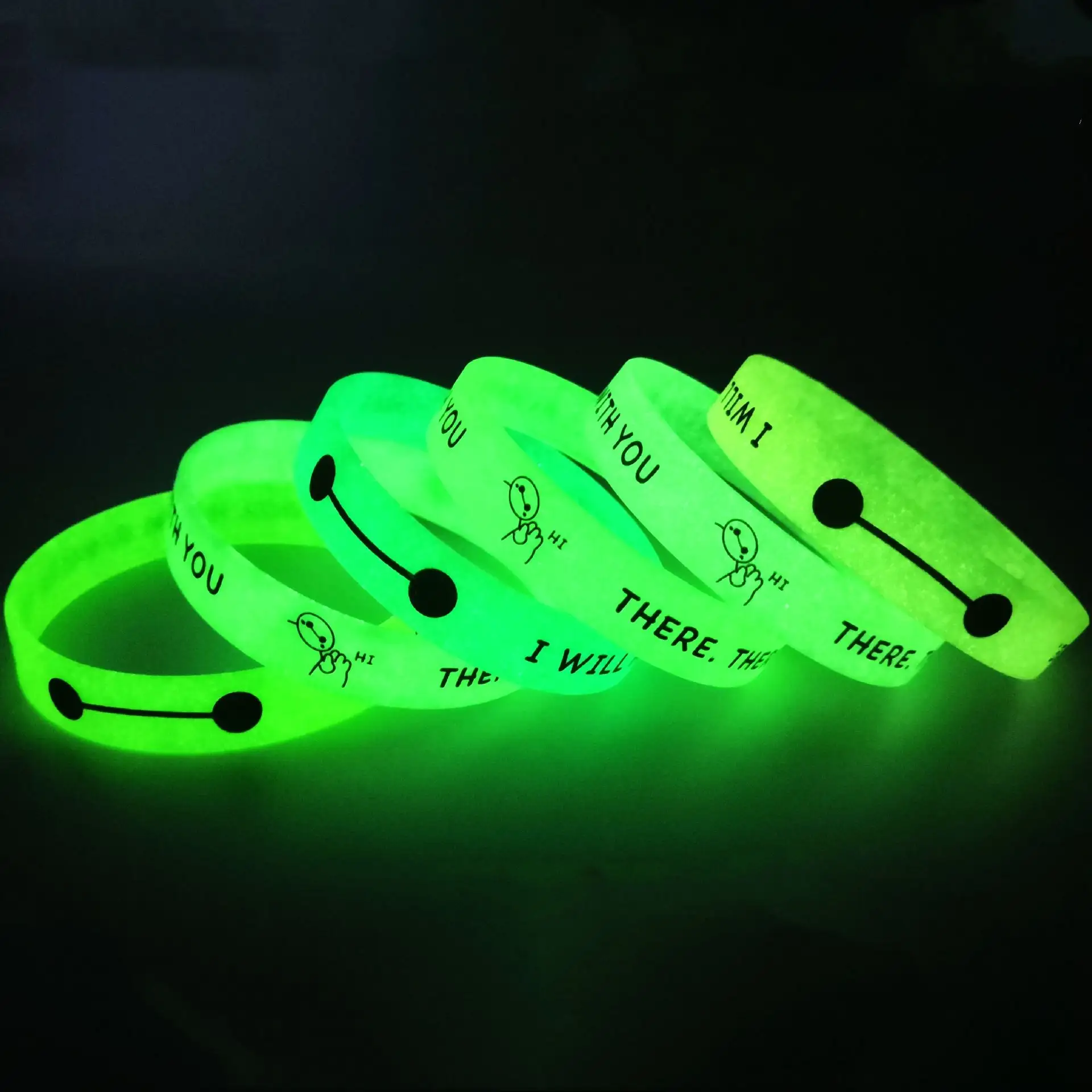 Pulseira de silicone fluorescente com logotipo esportivo personalizado, pulseira de silicone brilhante e criativa