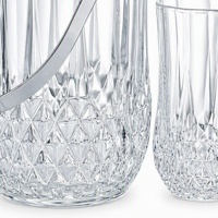 Ensemble de seaux à glace en verre haute qualité, blanc éclatant, motifs taillés au cristal, poignée métallique, vente en gros pour hôtels et bars, OEM ODM, commande en gros