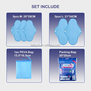 AIO ชุดแผ่นอนามัย6ชิ้นแบบนำกลับมาใช้ใหม่ได้แผ่นอนามัยแบบซับน้ำแผ่นอนามัยสำหรับผู้หญิงผ้าอนามัยแบบซับน้ำแผ่นซับประจำเดือน - Product Image 2