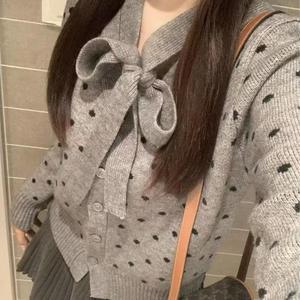 Maglione Casual da <span class=keywords><strong>donna</strong></span> lavorato a maglia <span class=keywords><strong>grigio</strong></span> nero <span class=keywords><strong>Cardigan</strong></span> per l'autunno - Product Image 1