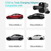 Adaptor pengisi daya Cepat CCS2 ke Tesla, adaptor pengisi daya Cepat AC + DC 250A 1000V, cocok dengan Tesla Model 3/Y/X/S CCS2/stasiun pengisian daya tipe 2