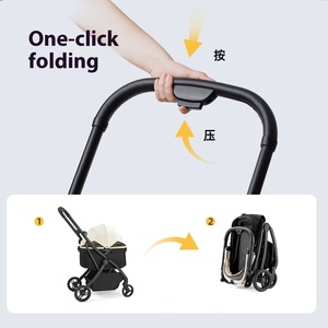 Poussette pour animaux de compagnie à fermeture automatique à gravité en un clic Poussette extérieure à double frein pour chiens de taille moyenne pour le divertissement sportif - Product Image 4