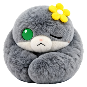 Peluche Serpent Gris Doux et Cuddly pour Enfants avec <span class=keywords><strong>Fleur</strong></span> Jaune, Style à Câliner - Product Image 1